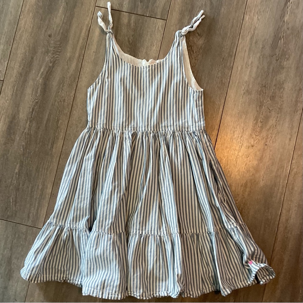 Pink Chicken Girls Taylor Dress, Blue and White Striped, Girls Size 8